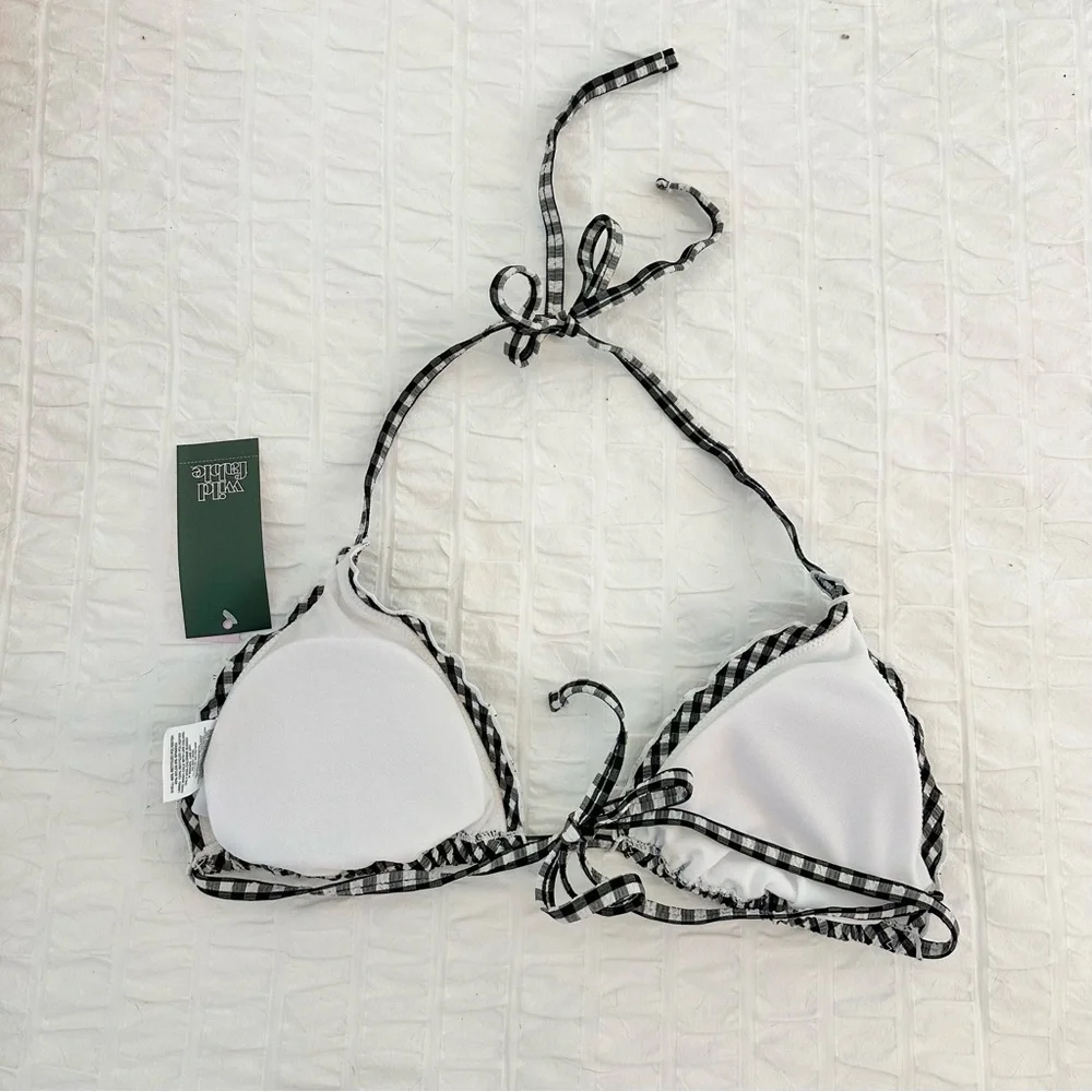 NWT Wild Fable Gingham Ruffle Bikini Top - Picture 4 of 5